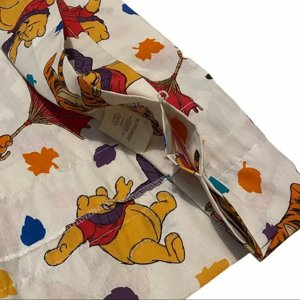 Disney Pooh and Tigger Blustery Day Fall Leaves Window Curtain Rod Cover Fabric